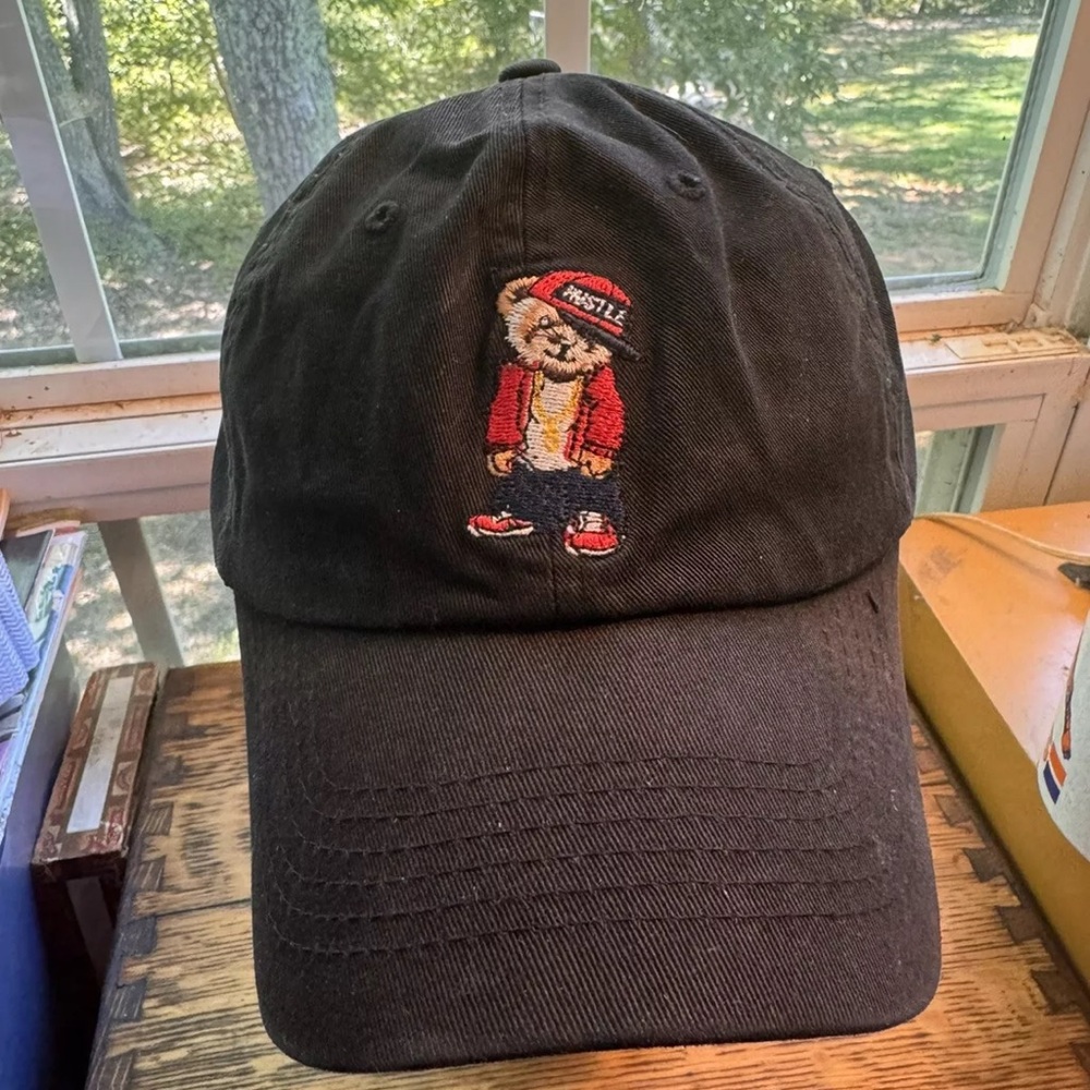 Bear Hustle Strap-back - Black -  Cotton Adult Adjustable Cap Hat